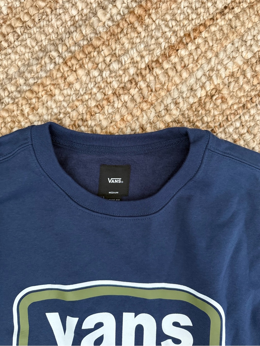 Vans Navy Crewneck Sweatshirt with Olive Logo - Picture 2 of 3